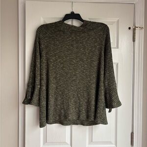 Elegant Olive Green Ribbed Blouse